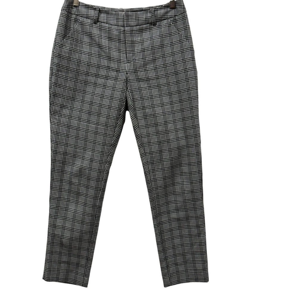 Merona Black White Gingham Check Cropped Pant Women's Size 2 Classic Fit Stretch